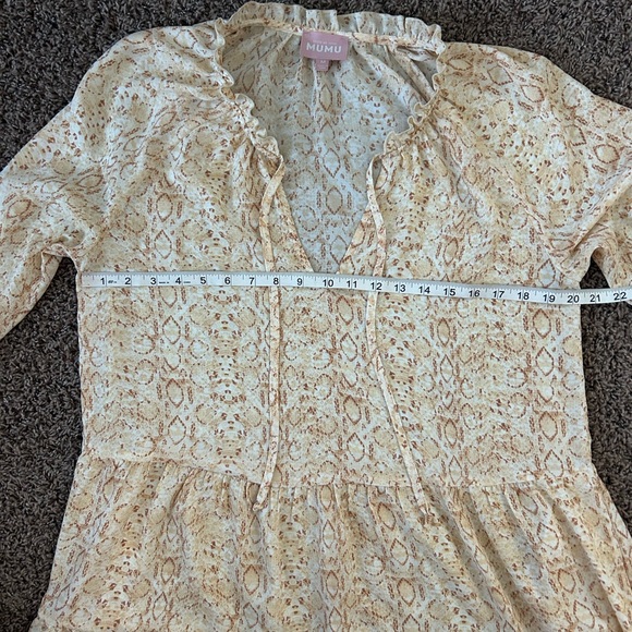 Show Me Your MuMu Birdie Mini Dress Snake Print Yellow Boho Peasant Size M - Picture 7 of 9